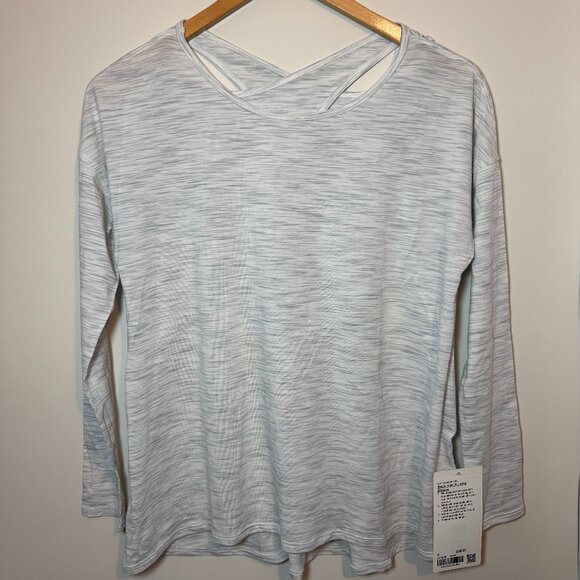 NWT Lululemon Back Into It Long Sleeve in Space Dye Ice Grey Alpine White, Sz 4 - Picture 5 of 8